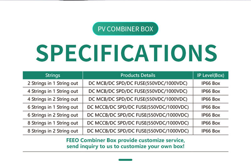 DC String Combiner Box 550VDC 4 In 1 Out